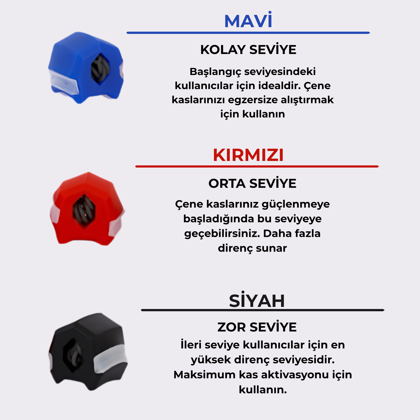 Jawlinster Çene Egzersiz Topu 3'lü Set